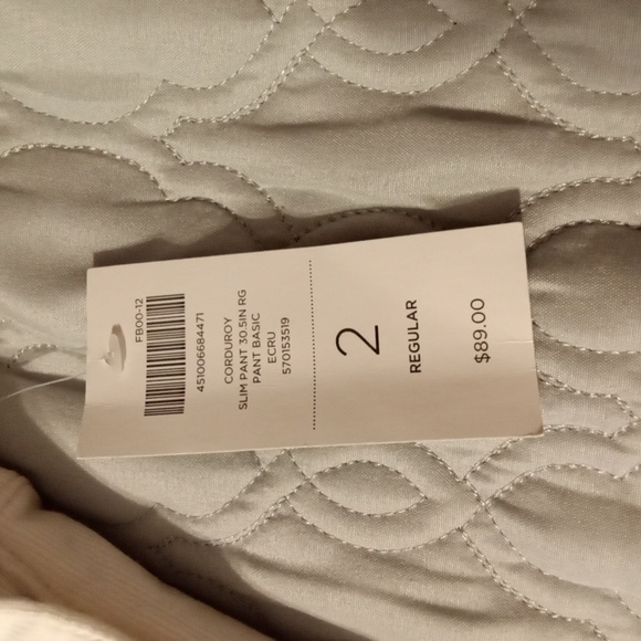 Chicos Ultimate Fit Slim Leg Off White Corduroy Pants Size 2 - Picture 2 of 8